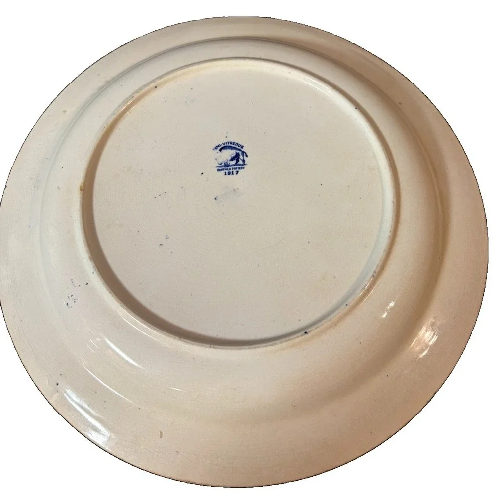 Antique 1917 Buffalo Pottery Blue Willow 13